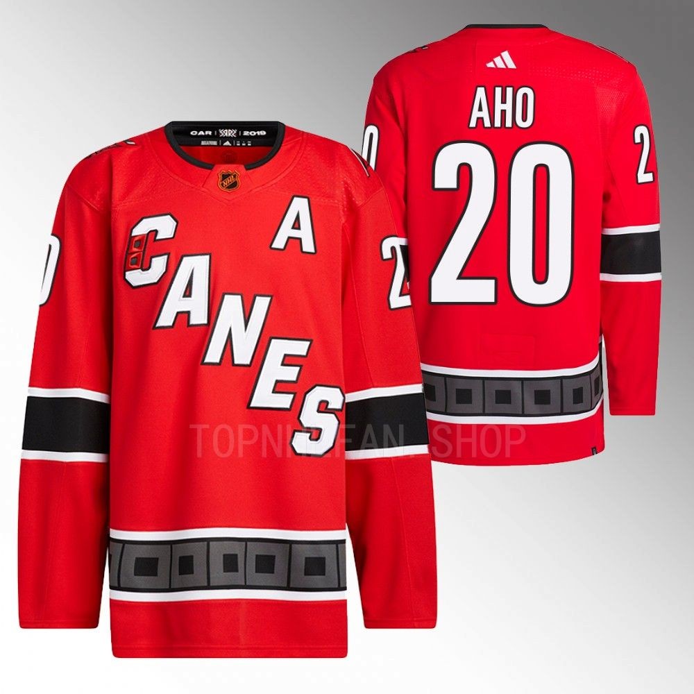 2022 Carolina Hurricanes Sebastian Aho Reverse Retro 2.0 Red Authentic Primegreen Jersey
