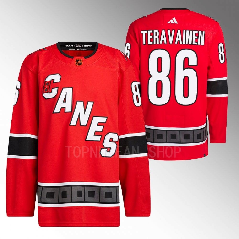 2022 Carolina Hurricanes Teuvo Teravainen Reverse Retro 2.0 Red Authentic Primegreen Jersey