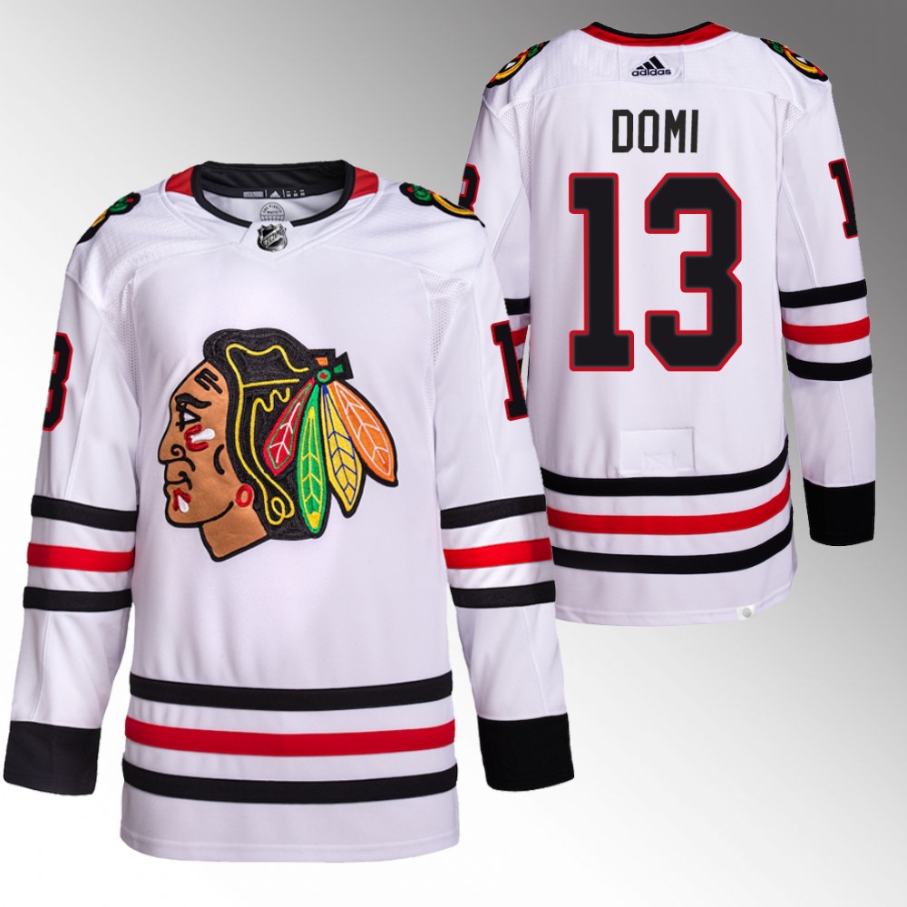 2022 Chicago Blackhawks Max Domi White Primegreen Authentic Away Jersey