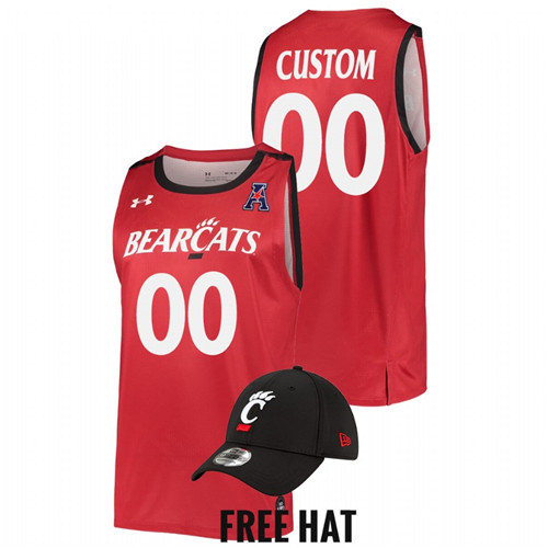 2022 Cincinnati Bearcats Custom College Basketball Red Free Hat Jersey Men