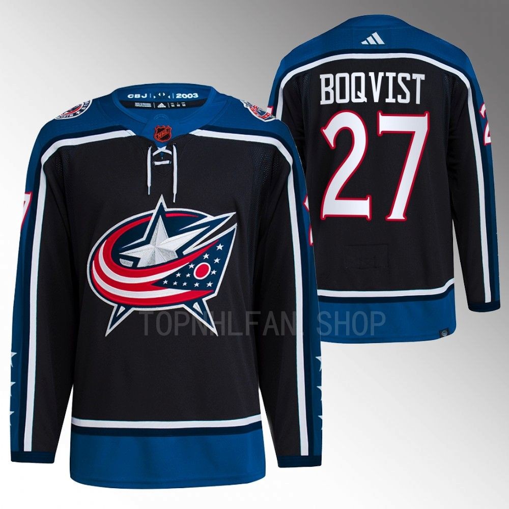 2022 Columbus Blue Jackets Adam Boqvist Reverse Retro 2.0 Navy Authentic Primegreen Jersey