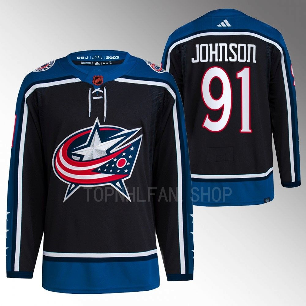 2022 Columbus Blue Jackets Kent Johnson Reverse Retro 2.0 Navy Authentic Primegreen Jersey