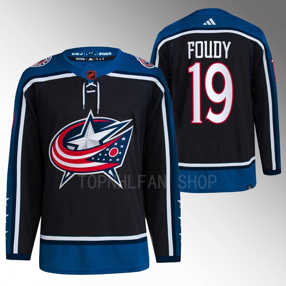 2022 Columbus Blue Jackets Liam Foudy Reverse Retro 2.0 Navy Authentic Primegreen Jersey