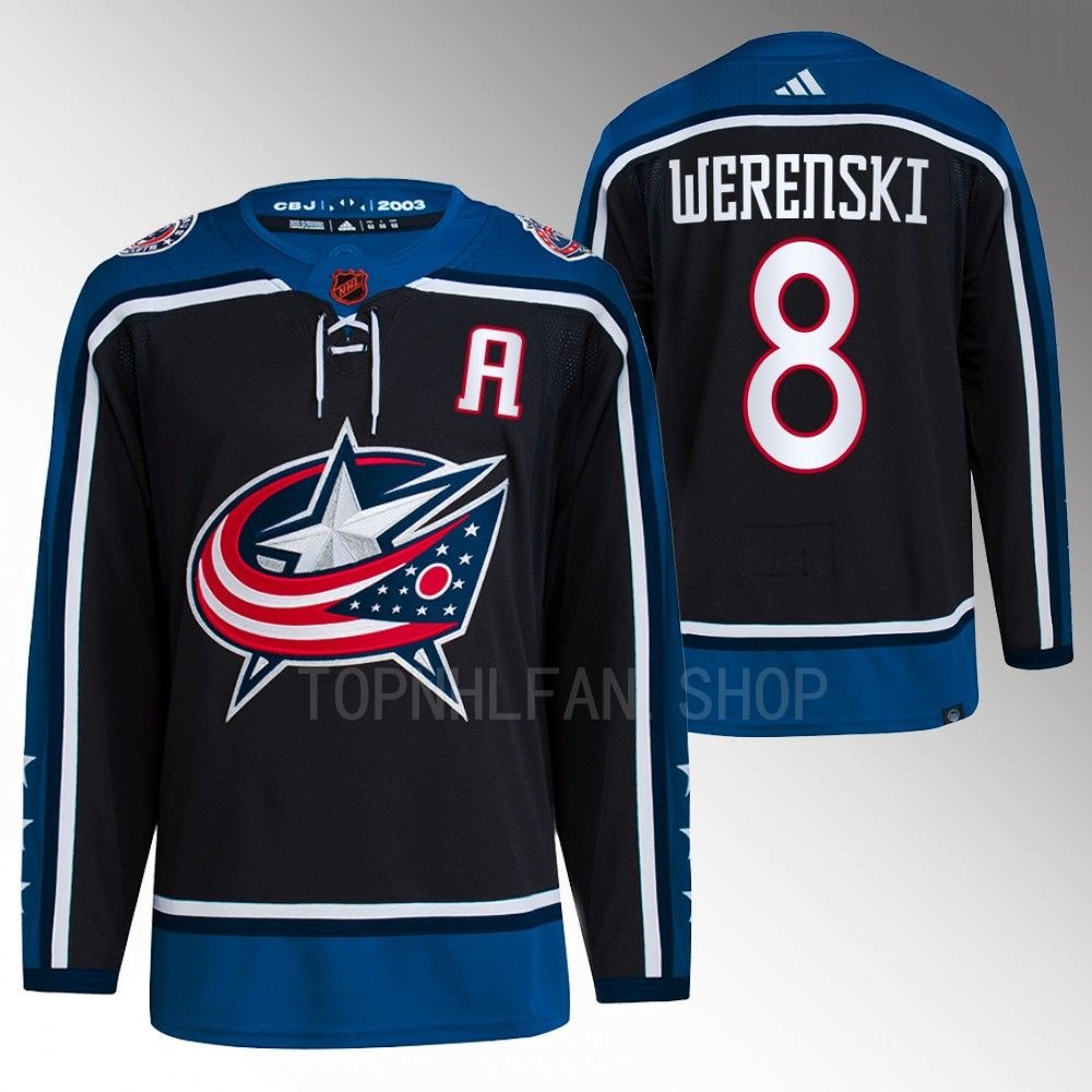 2022 Columbus Blue Jackets Zach Werenski Reverse Retro 2.0 Navy Authentic Primegreen Jersey