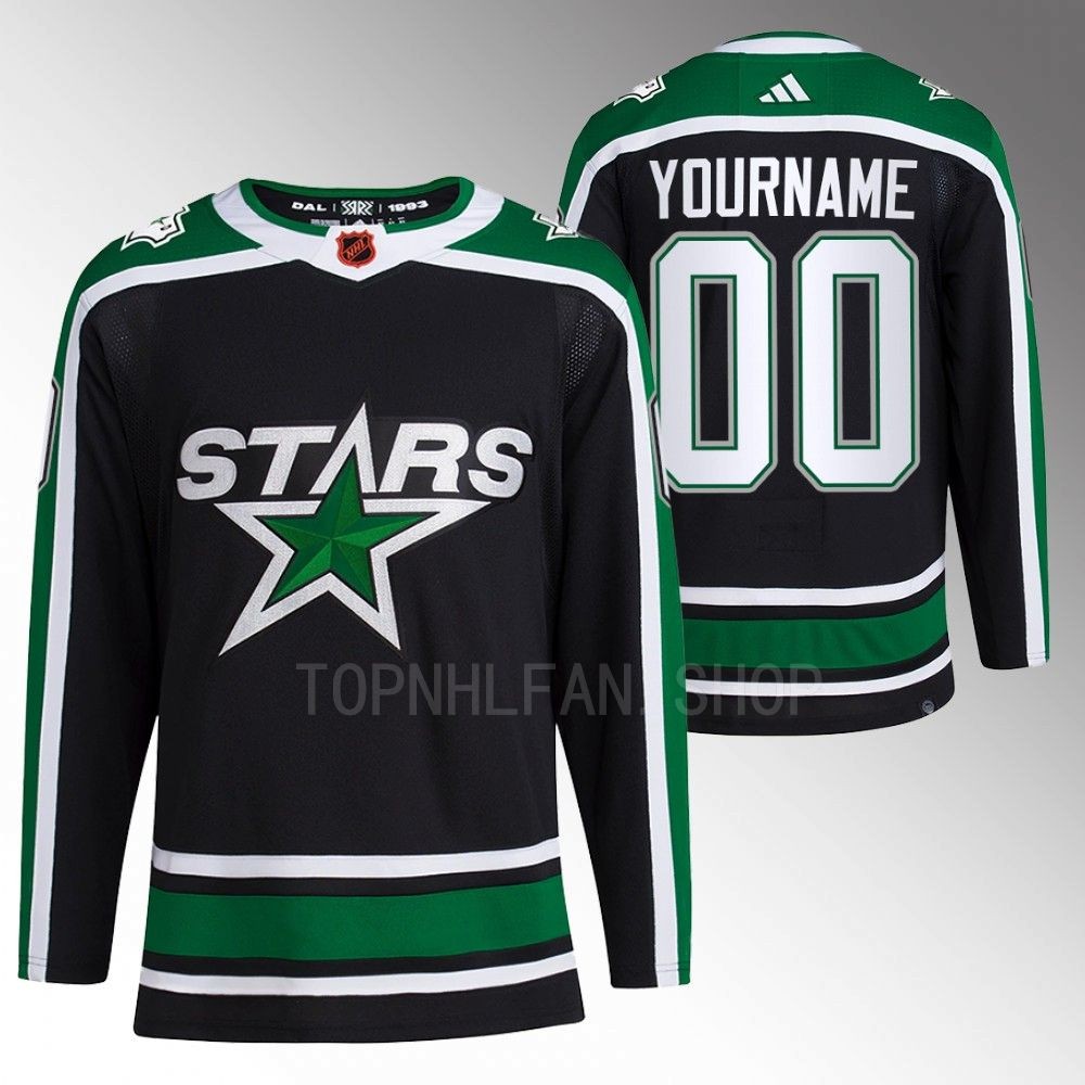 2022 Dallas Stars Custom Reverse Retro 2.0 Black Authentic Pro Jersey