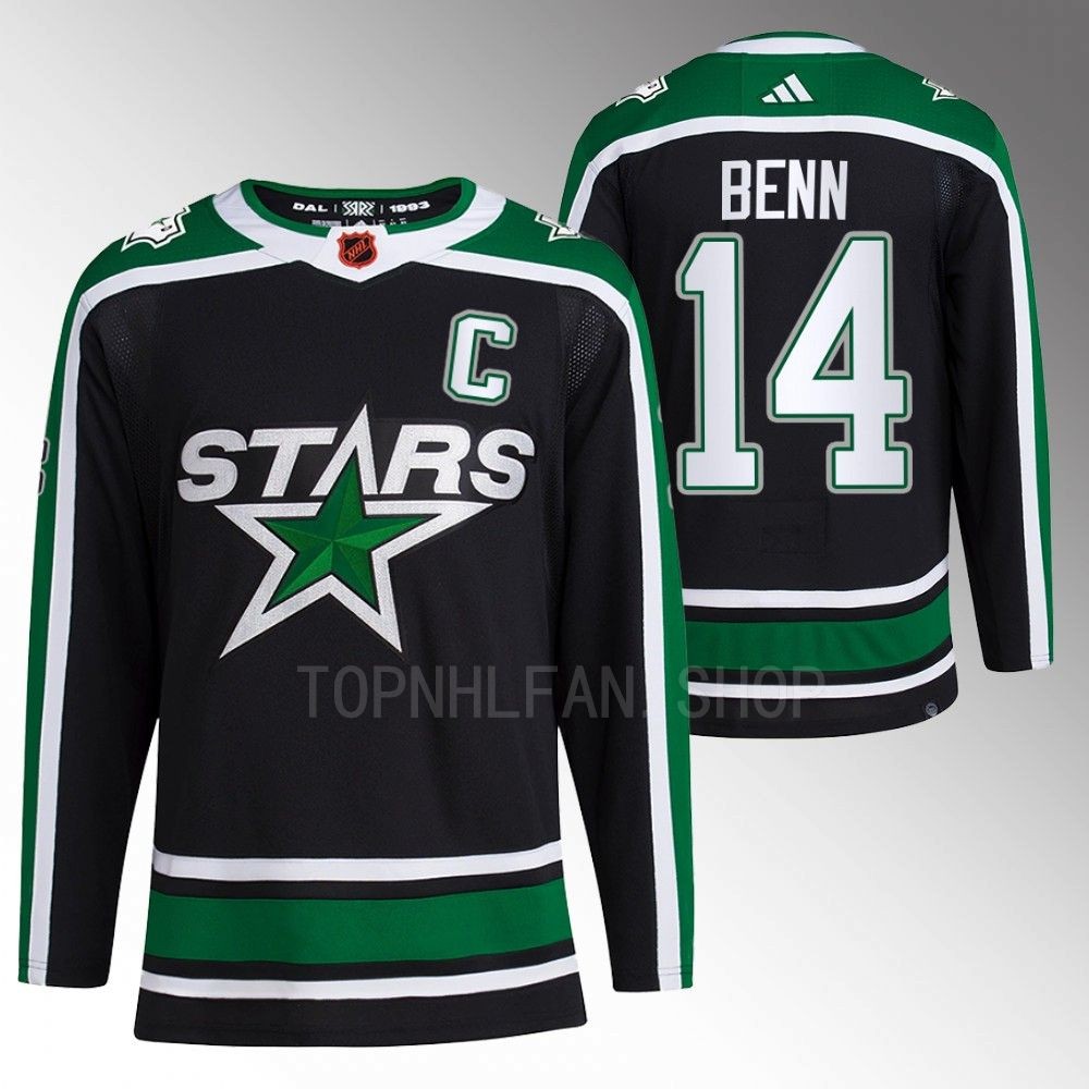 2022 Dallas Stars Jamie Benn Reverse Retro 2.0 Black Authentic Pro Jersey