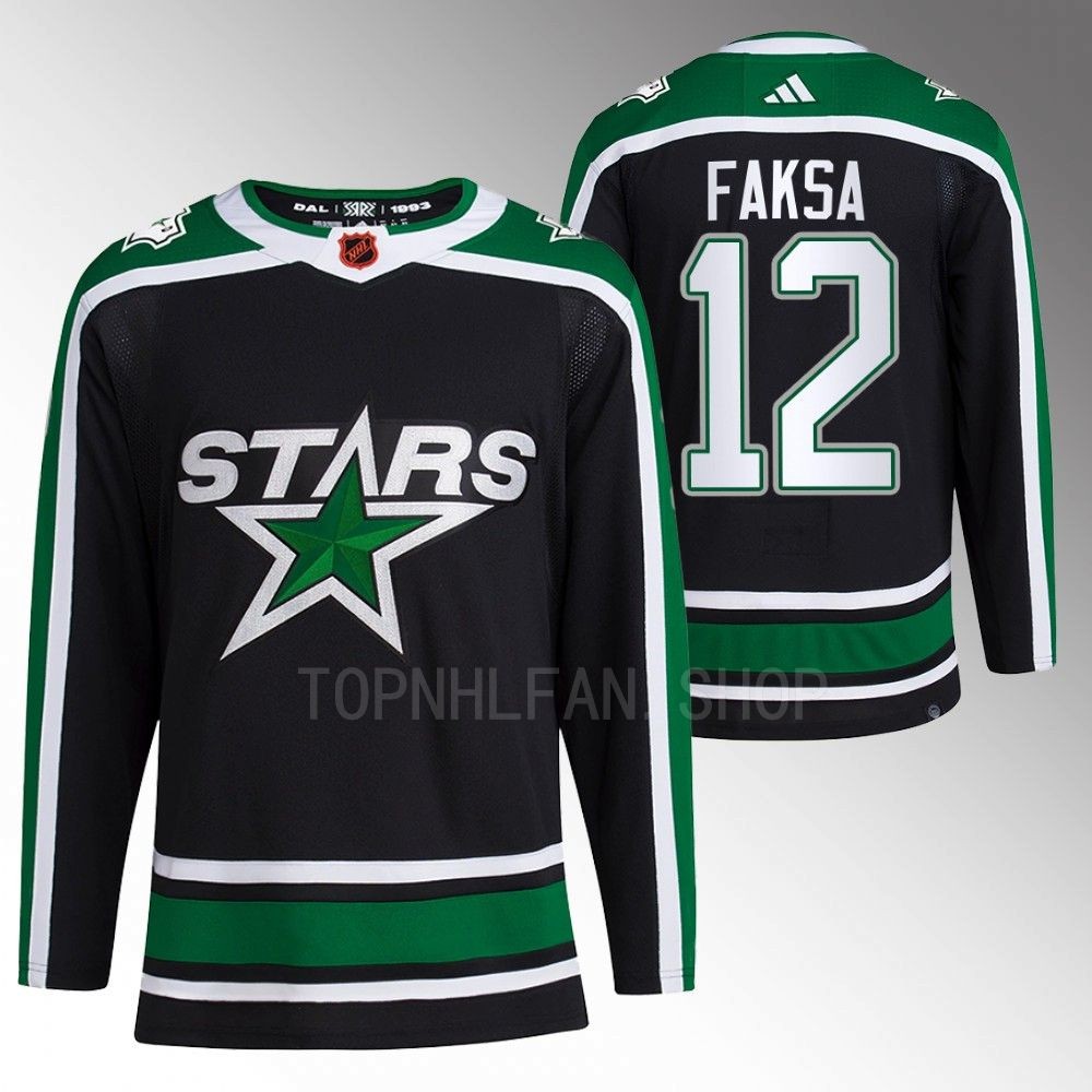 2022 Dallas Stars Radek Faksa Reverse Retro 2.0 Black Authentic Pro Jersey