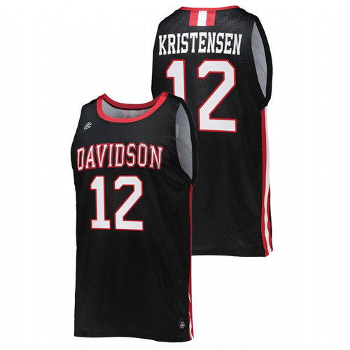 2022 Davidson Wildcats David Kristensen College Basketball Black Jersey Men