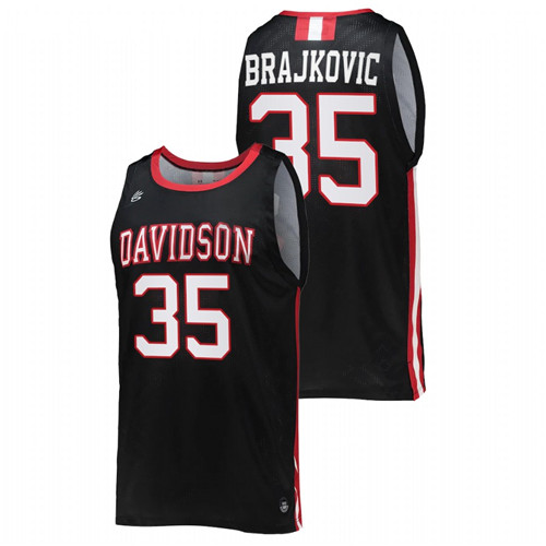 2022 Davidson Wildcats Luka Brajkovic College Basketball Black Jersey Men
