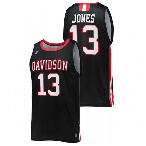 2022 Davidson Wildcats Mike Jones College Basketball Black Jersey Men