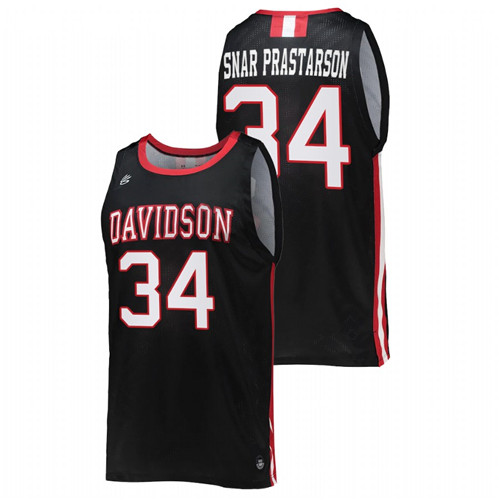 2022 Davidson Wildcats Styrmir Snar prastarson College Basketball Black Jersey Men