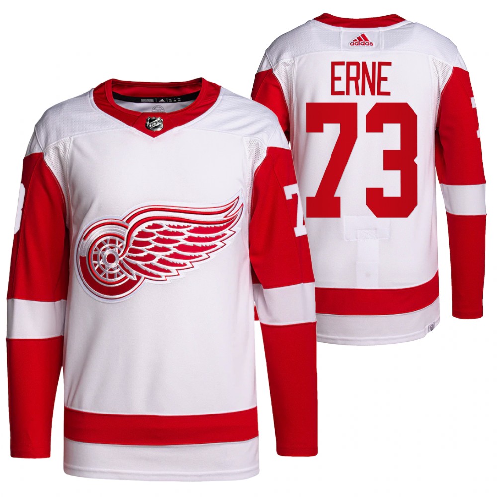 2022 Detroit Red Wings Adam Erne White Away Primegreen Authentic Pro Jersey