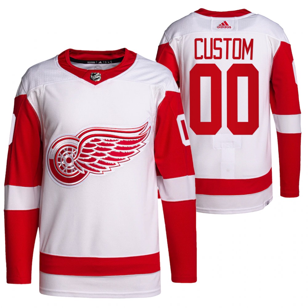 2022 Detroit Red Wings Custom White Away Primegreen Authentic Pro Jersey