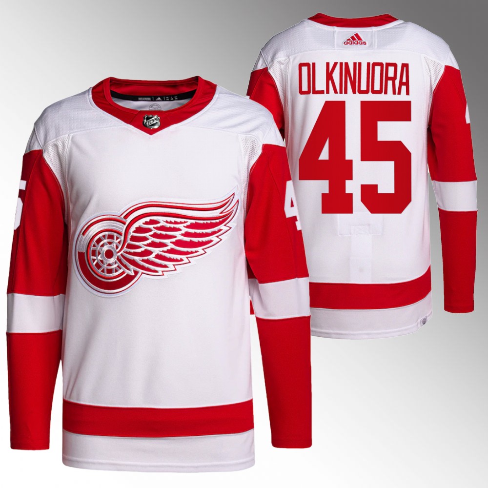 2022 Detroit Red Wings Jussi Olkinuora White Away World Champs MVP Jersey
