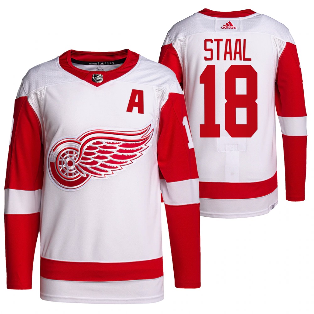 2022 Detroit Red Wings Marc Staal White Away Primegreen Authentic Pro Jersey