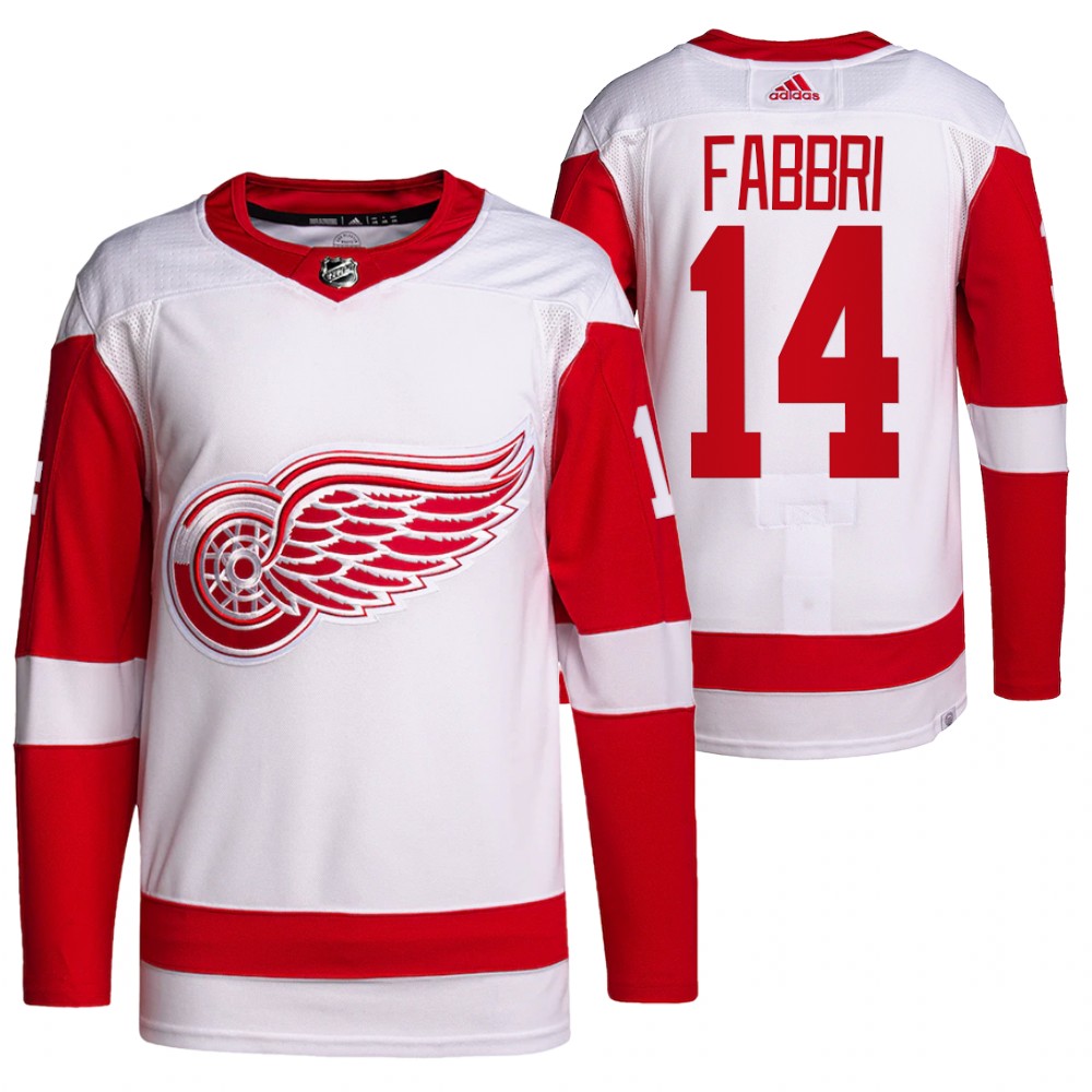 2022 Detroit Red Wings Robby Fabbri White Away Primegreen Authentic Pro Jersey