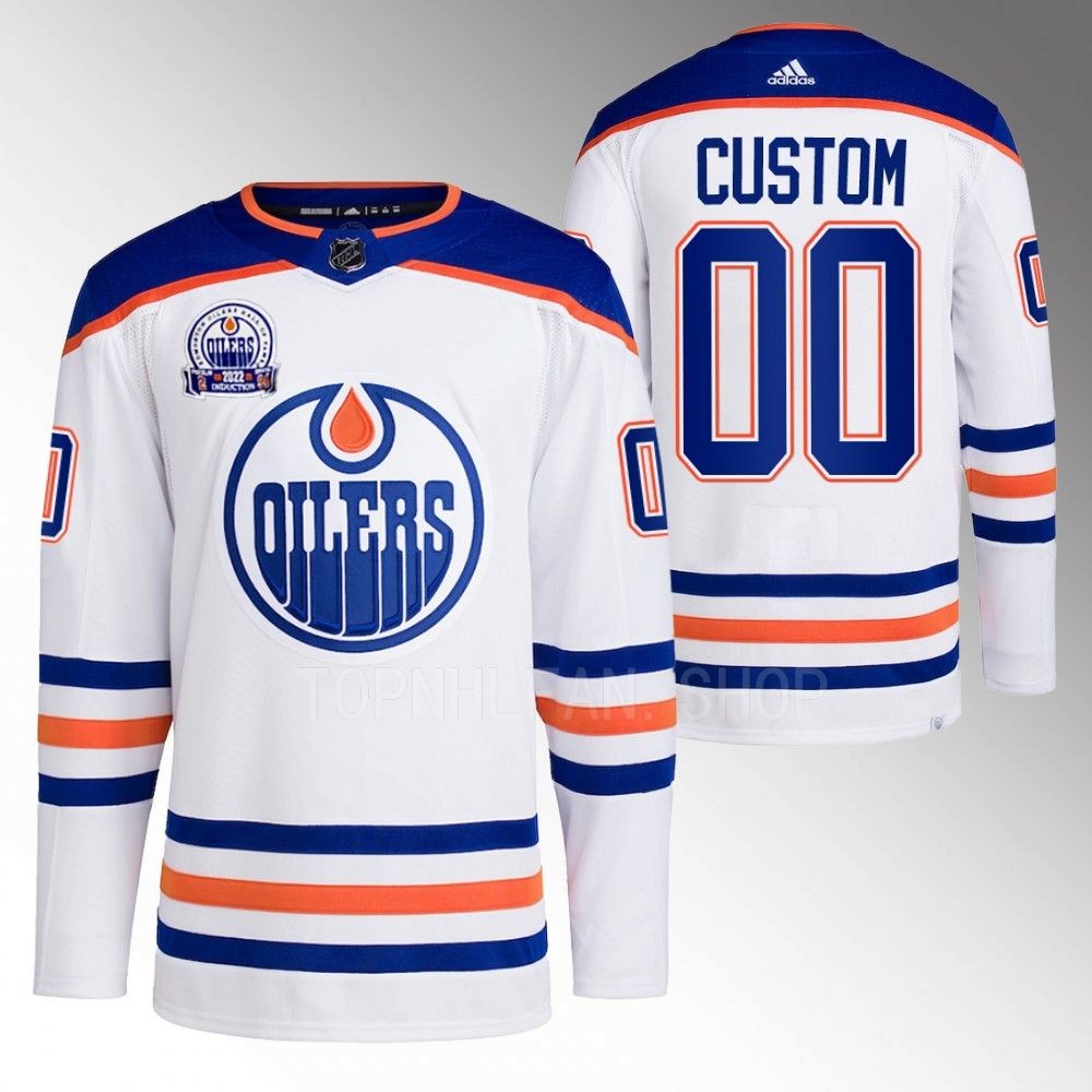 2022 Edmonton Oilers Custom White Lee Ryan Hall of Fame patch Away Jersey