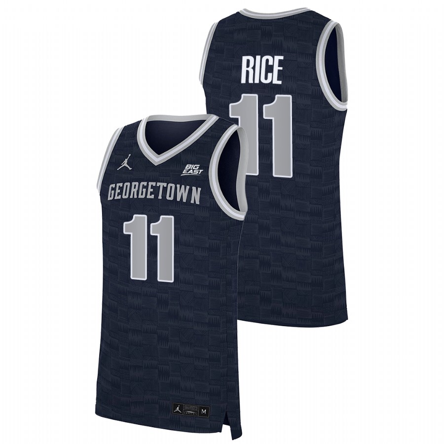 2022 Georgetown Hoyas Kaiden Rice College Basketball Navy Jersey Men