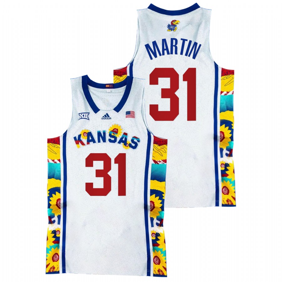 2022 Kansas Jayhawks Cam Martin Sunflower Showdown White Basketball Jersey Men