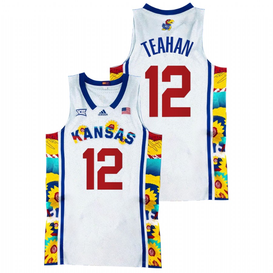 2022 Kansas Jayhawks Chris Teahan Sunflower Showdown White Basketball Jersey Men