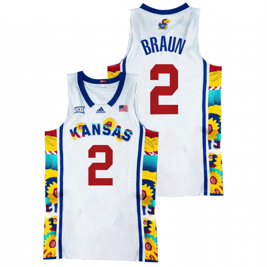 2022 Kansas Jayhawks Christian Braun Sunflower Showdown White Basketball Jersey Men