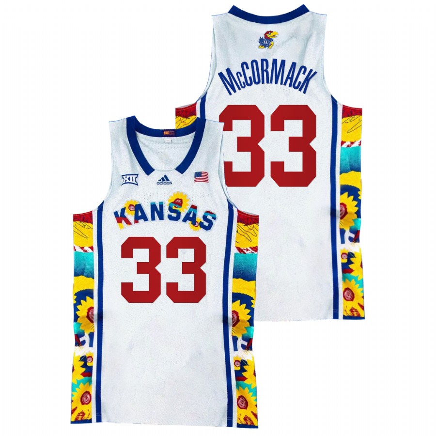 2022 Kansas Jayhawks David McCormack Sunflower Showdown White Basketball Jersey Men