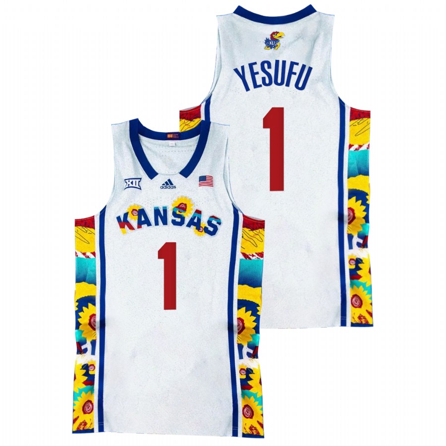 2022 Kansas Jayhawks Joseph Yesufu Sunflower Showdown White Basketball Jersey Men