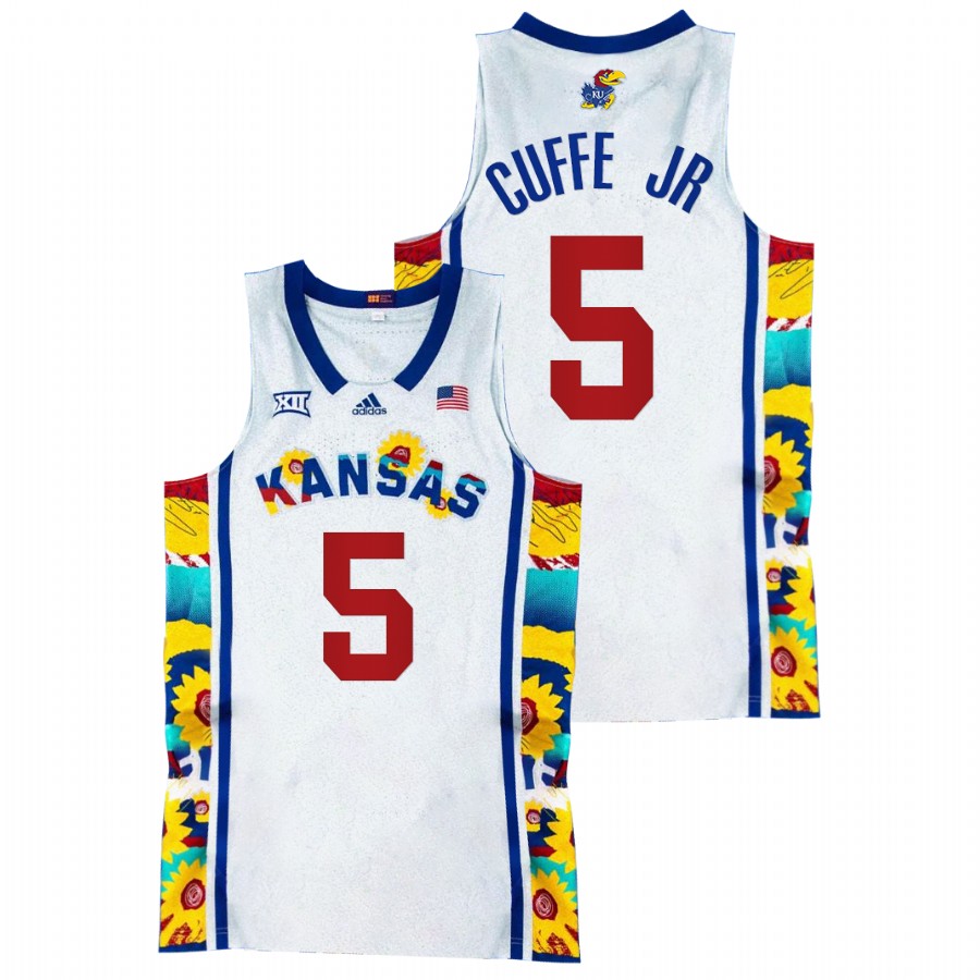 2022 Kansas Jayhawks Kyle Cuffe Jr. Sunflower Showdown White Basketball Jersey Men