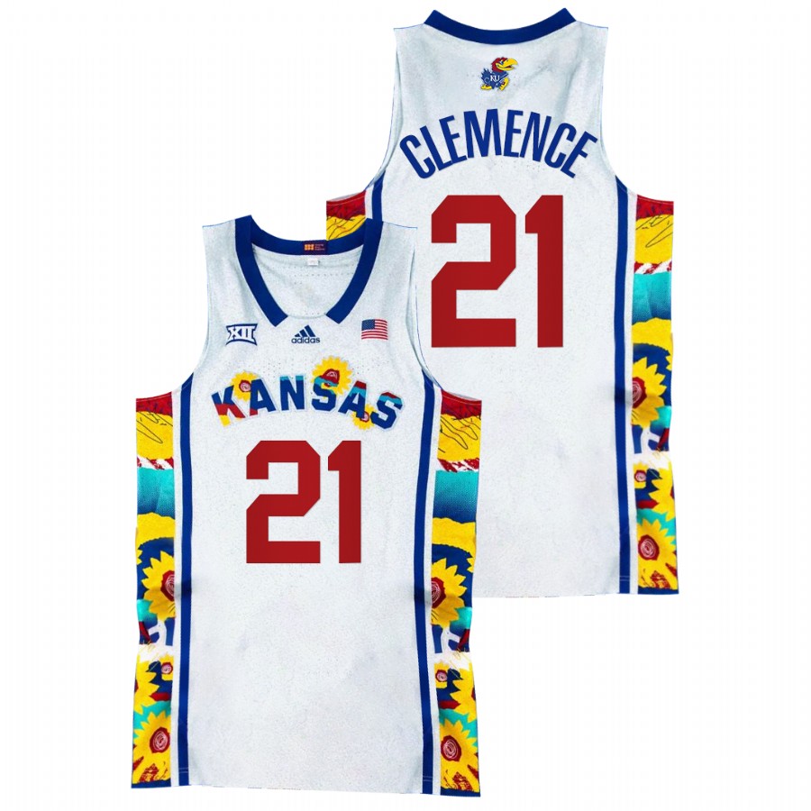 2022 Kansas Jayhawks Zach Clemence Sunflower Showdown White Basketball Jersey Men