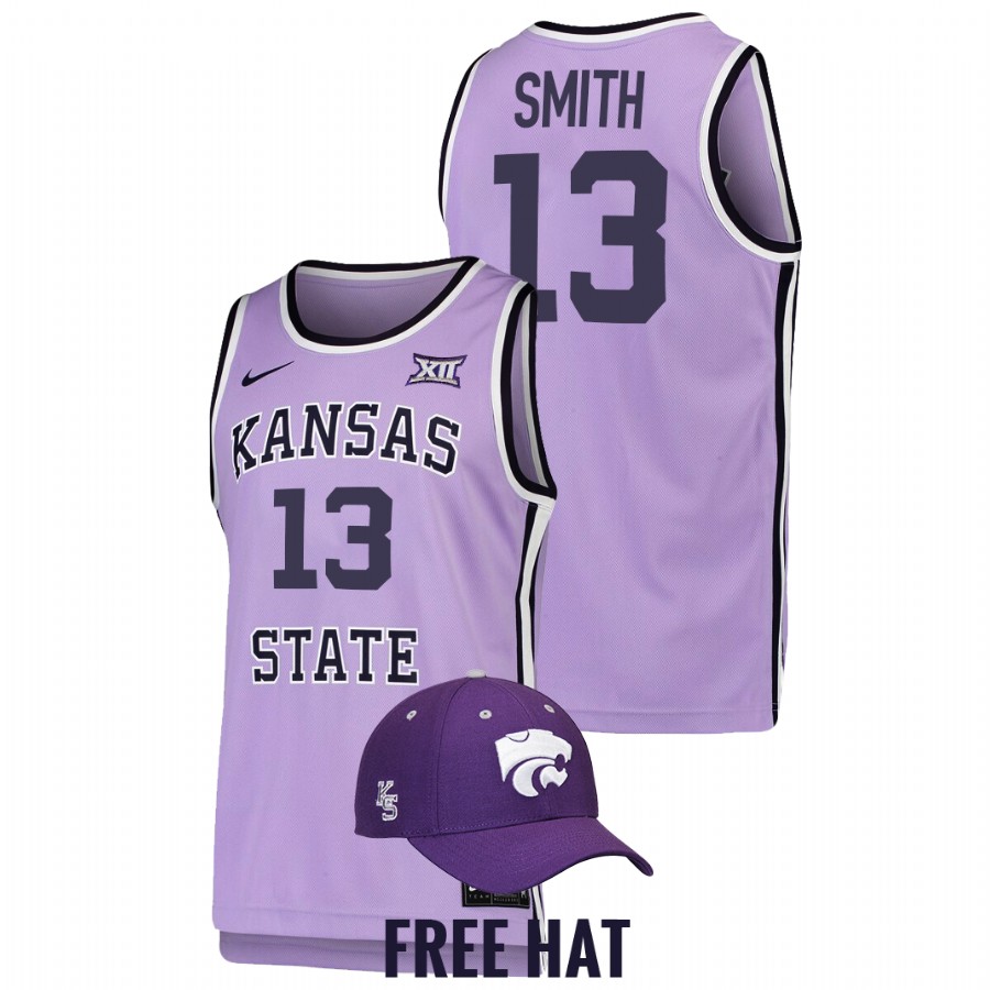 2022 Kansas State Wildcats Mark Smith Retro Purple College Basketball Jersey Men