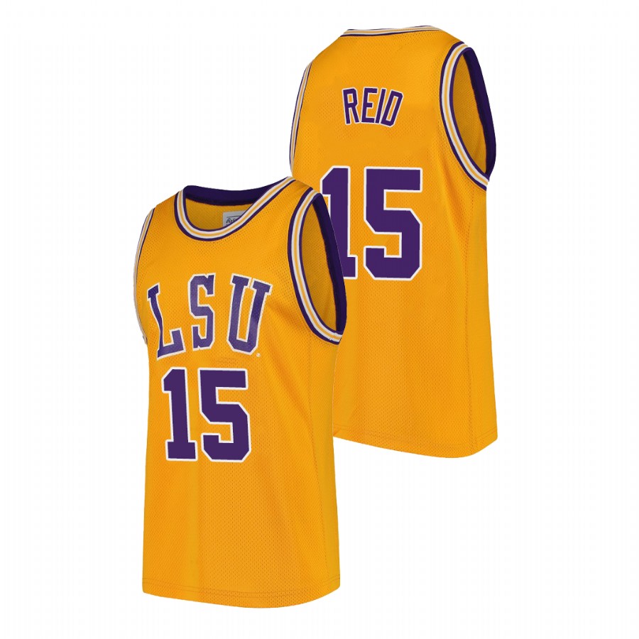 2022 LSU Tigers Efton Reid College Basketball Gold Jersey Men