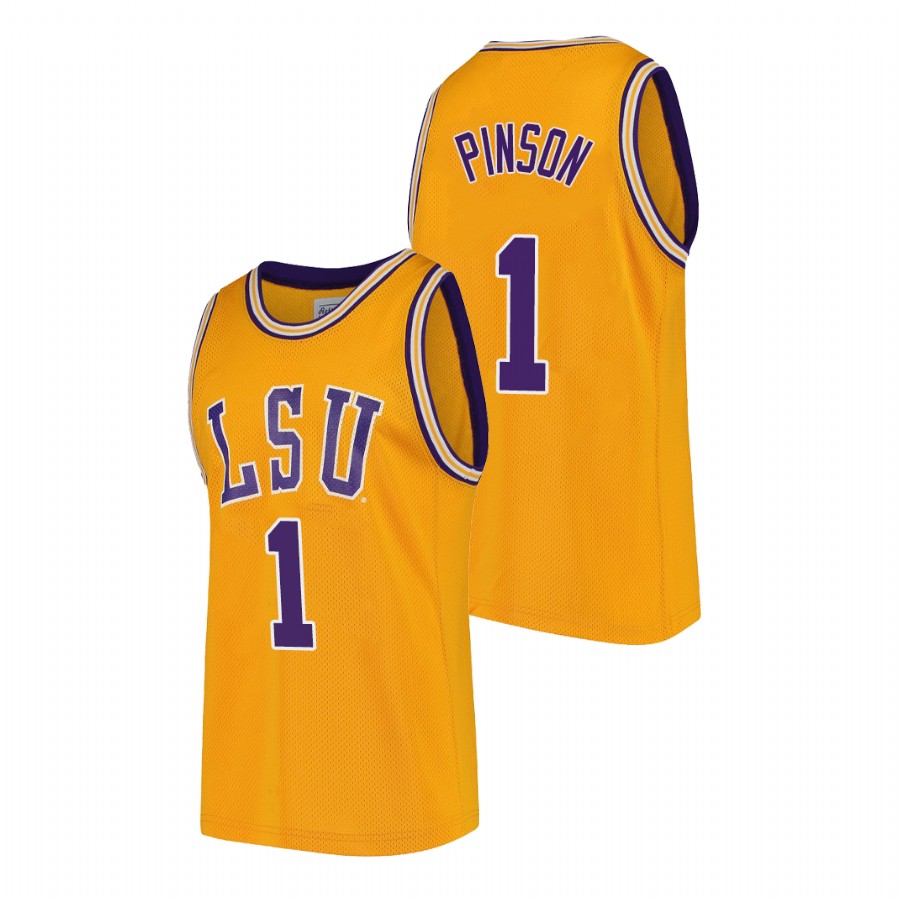 2022 LSU Tigers Xavier Pinson College Basketball Gold Jersey Men