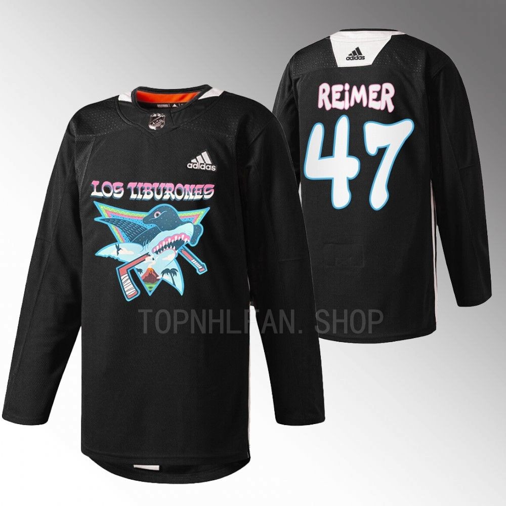 2022 Los Tiburones San Jose Sharks James Reimer Black Specialty Warm-Up Jersey men's