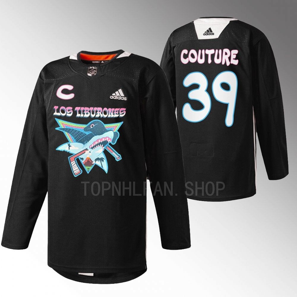 2022 Los Tiburones San Jose Sharks Logan Couture Black Specialty Warm-Up Jersey men's