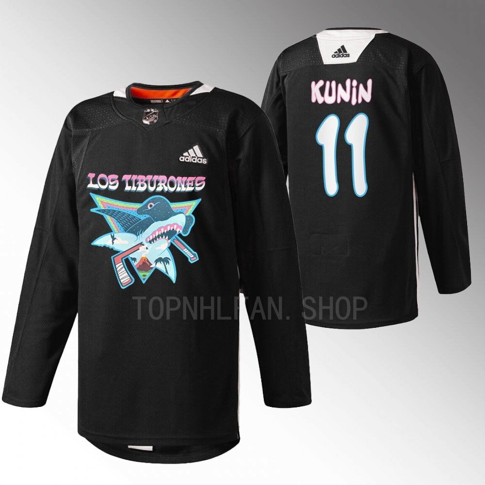 2022 Los Tiburones San Jose Sharks Luke Kunin Black Specialty Warm-Up Jersey men's