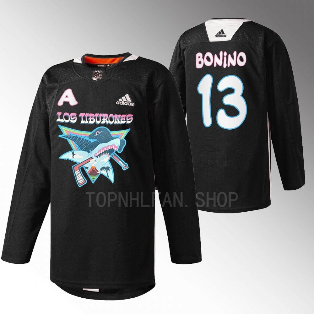 2022 Los Tiburones San Jose Sharks Nick Bonino Black Specialty Warm-Up Jersey men's