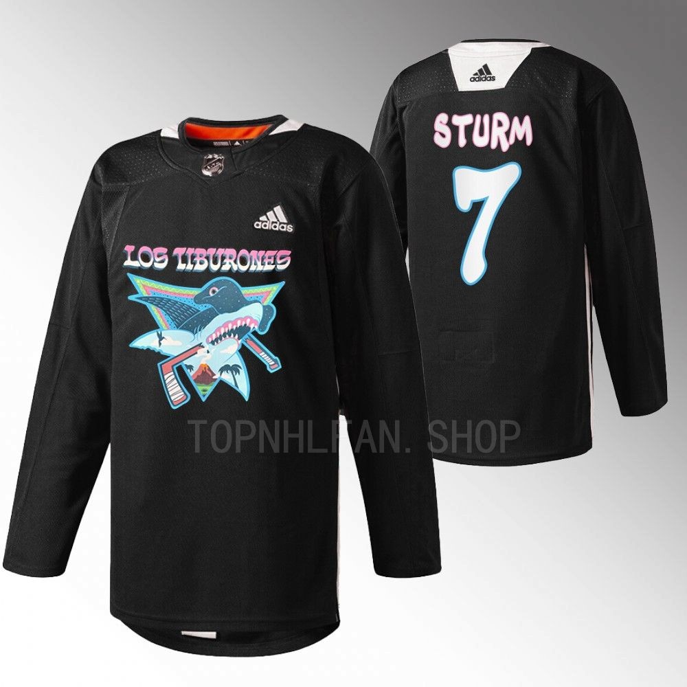2022 Los Tiburones San Jose Sharks Nico Sturm Black Specialty Warm-Up Jersey men's