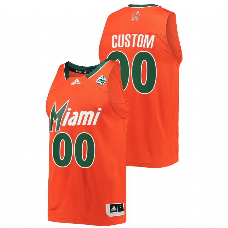 2022 Miami Hurricanes Custom Reverse Retro Orange Jersey Men Men's Jersey
