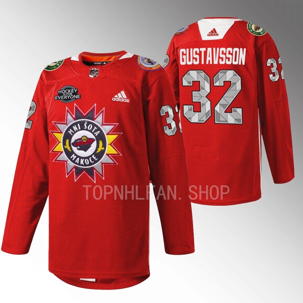 2022 Minnesota Wild Filip Gustavsson Native American Heritage Red Warmup Jersey