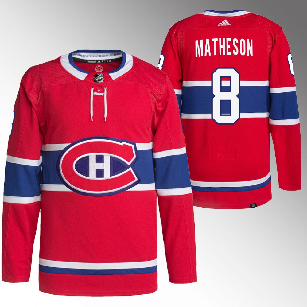 2022 Montreal Canadiens Mike Matheson Red Primegreen Authentic Home Jersey