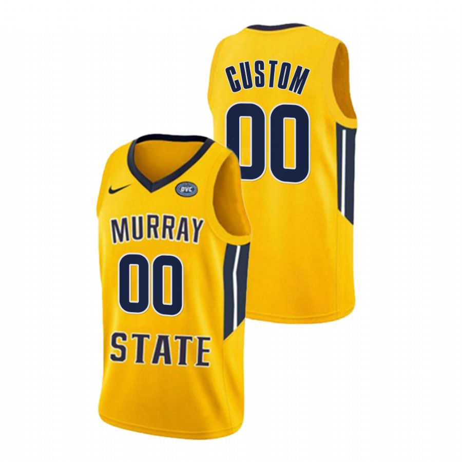 2022 Murray State Racers Custom College Basketball Gold OVC Champs Jersey Men
