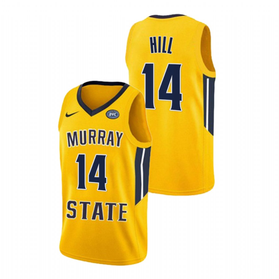 2022 Murray State Racers Justice Hill College Basketball Gold OVC Champs Jersey Men