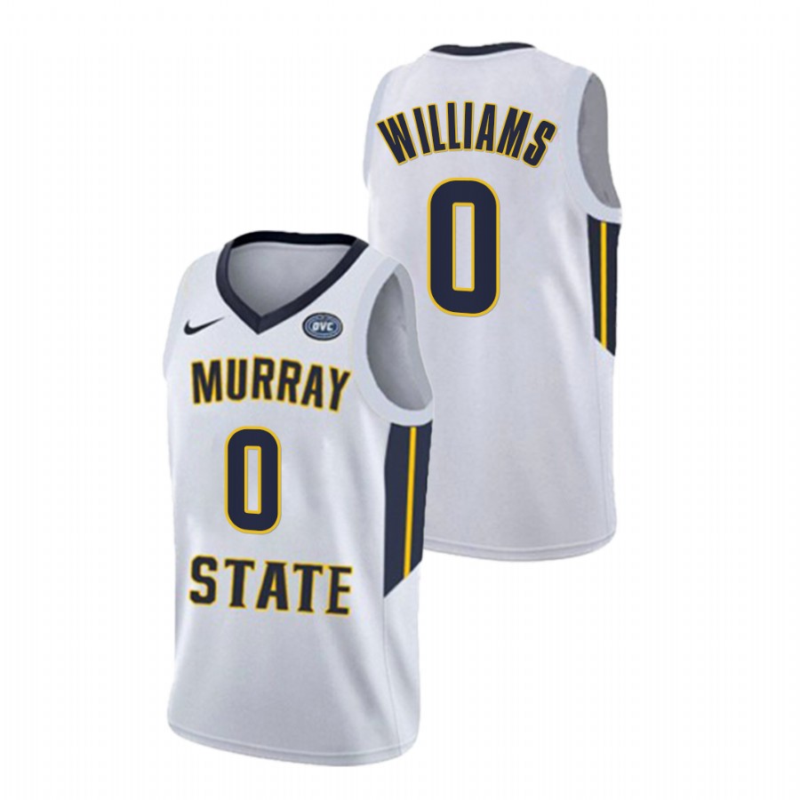 2022 Murray State Racers KJ Williams College Basketball White OVC Champs Jersey Men