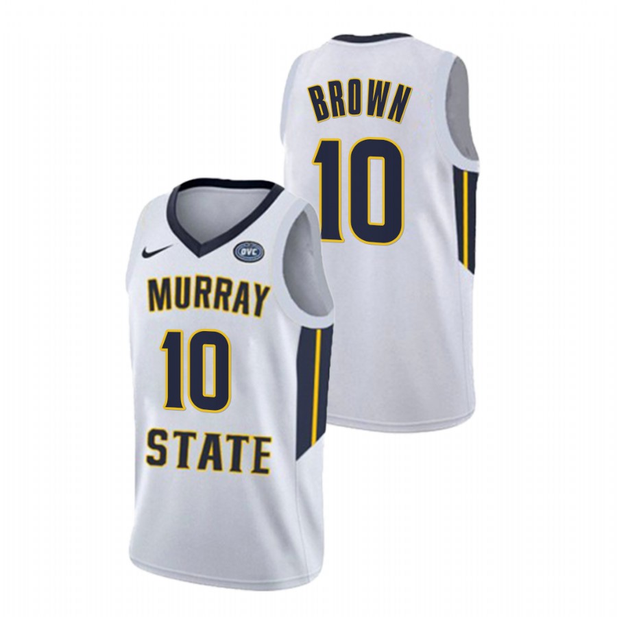 2022 Murray State Racers Tevin Brown College Basketball White OVC Champs Jersey Men
