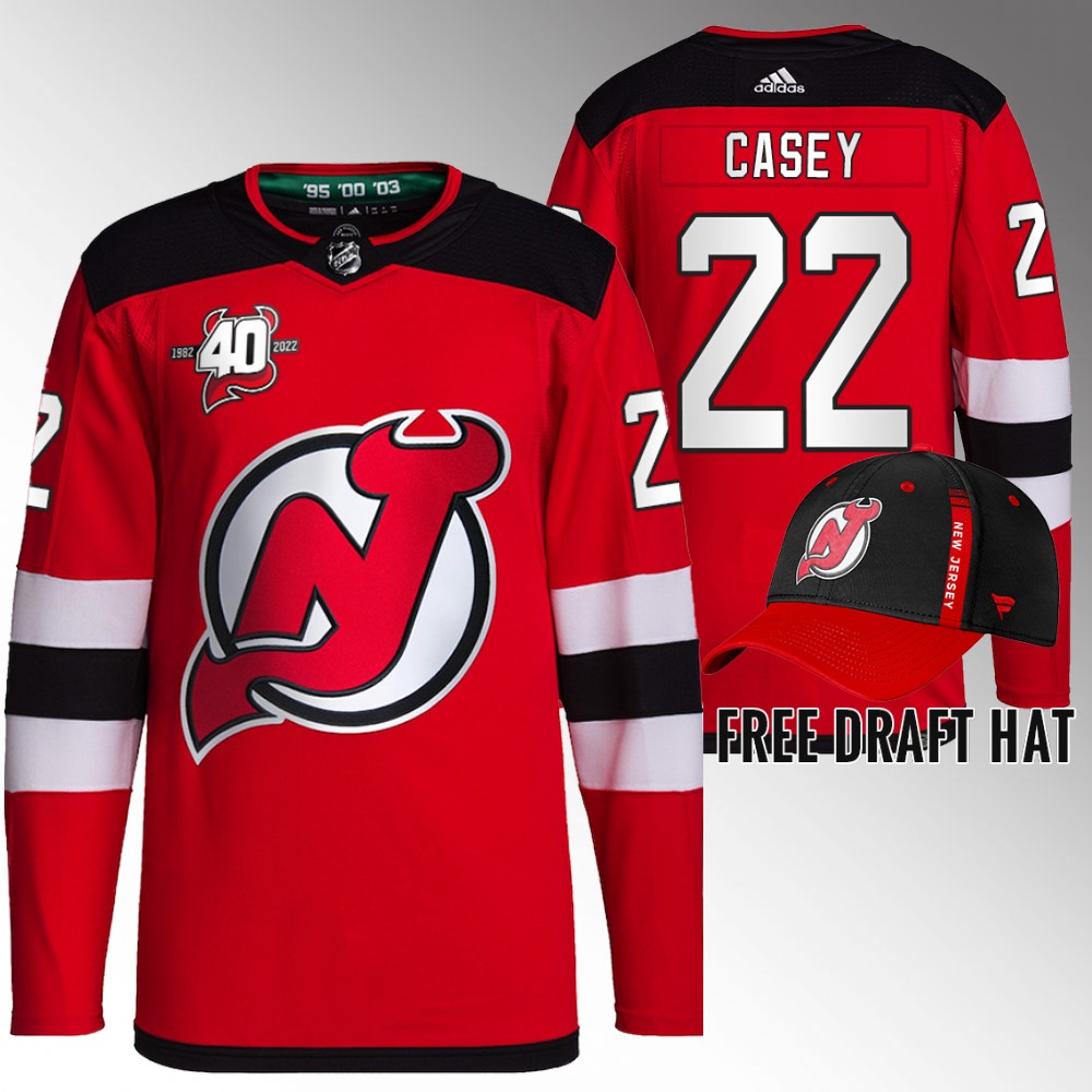 2022 NHL Draft Devils Seamus Casey Red Jersey Authentic Primegreen Home
