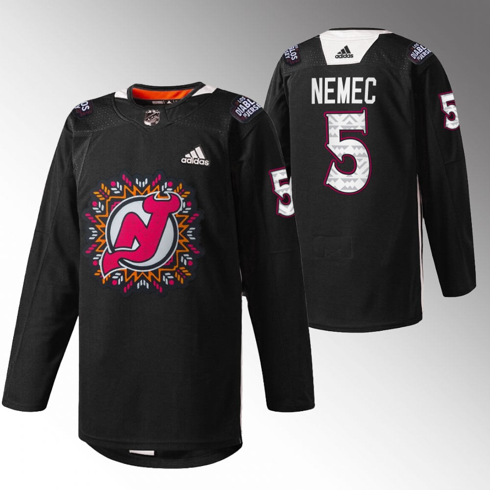 2022 NHL Draft Devils Simon Nemec Black Jersey Hispanic Heritage