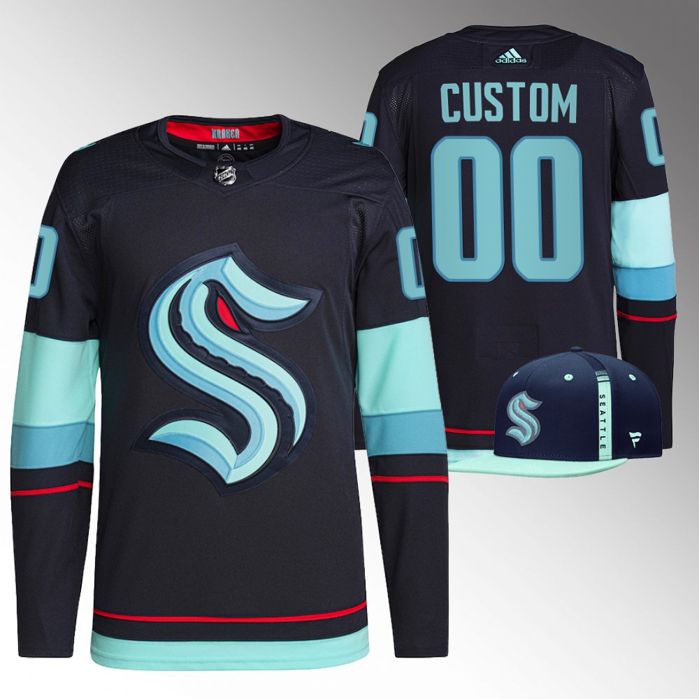 2022 NHL Draft First Round Pick Kraken Navy Custom Primegreen Jersey