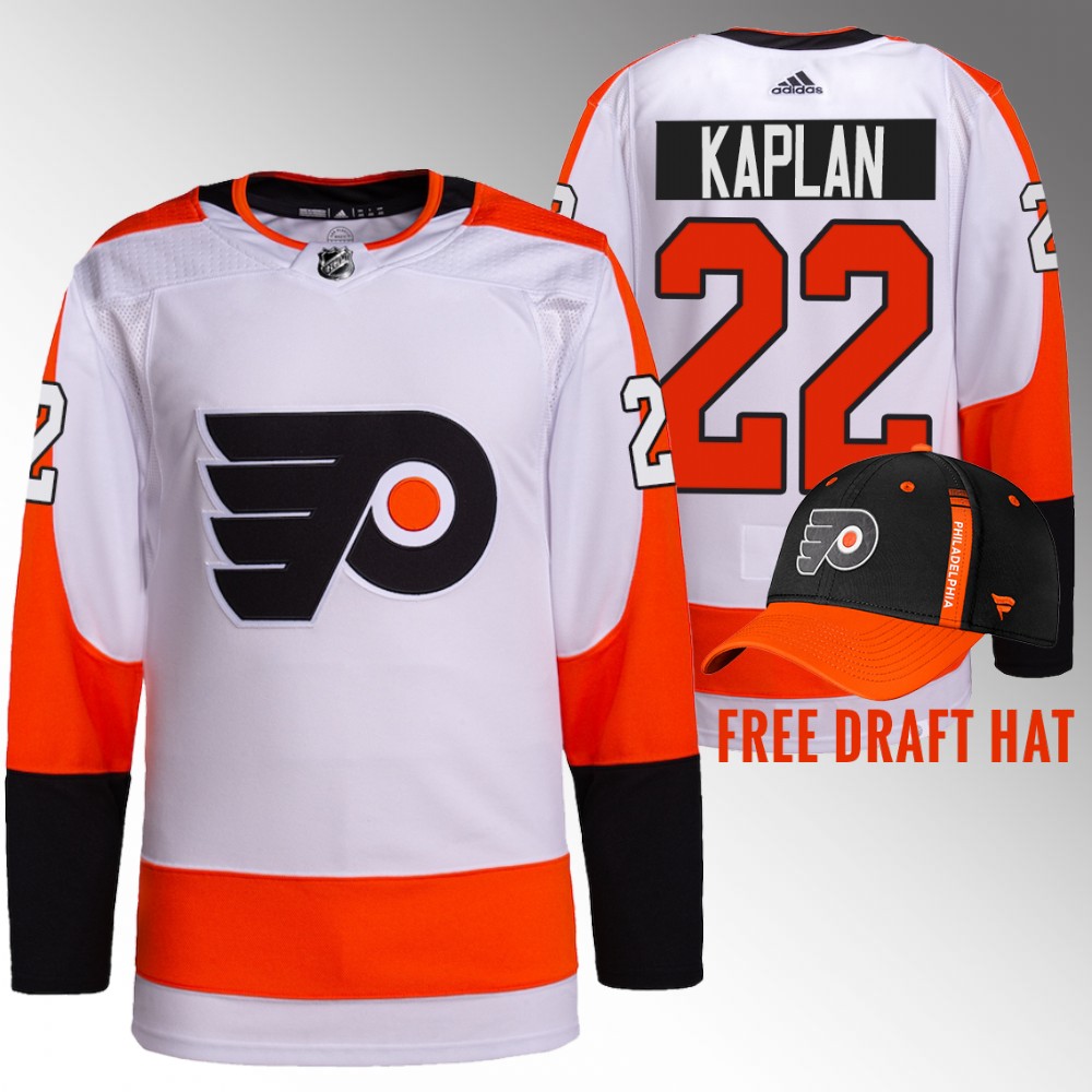 2022 NHL Draft Flyers Devin Kaplan White Jersey Authentic Primegreen Away