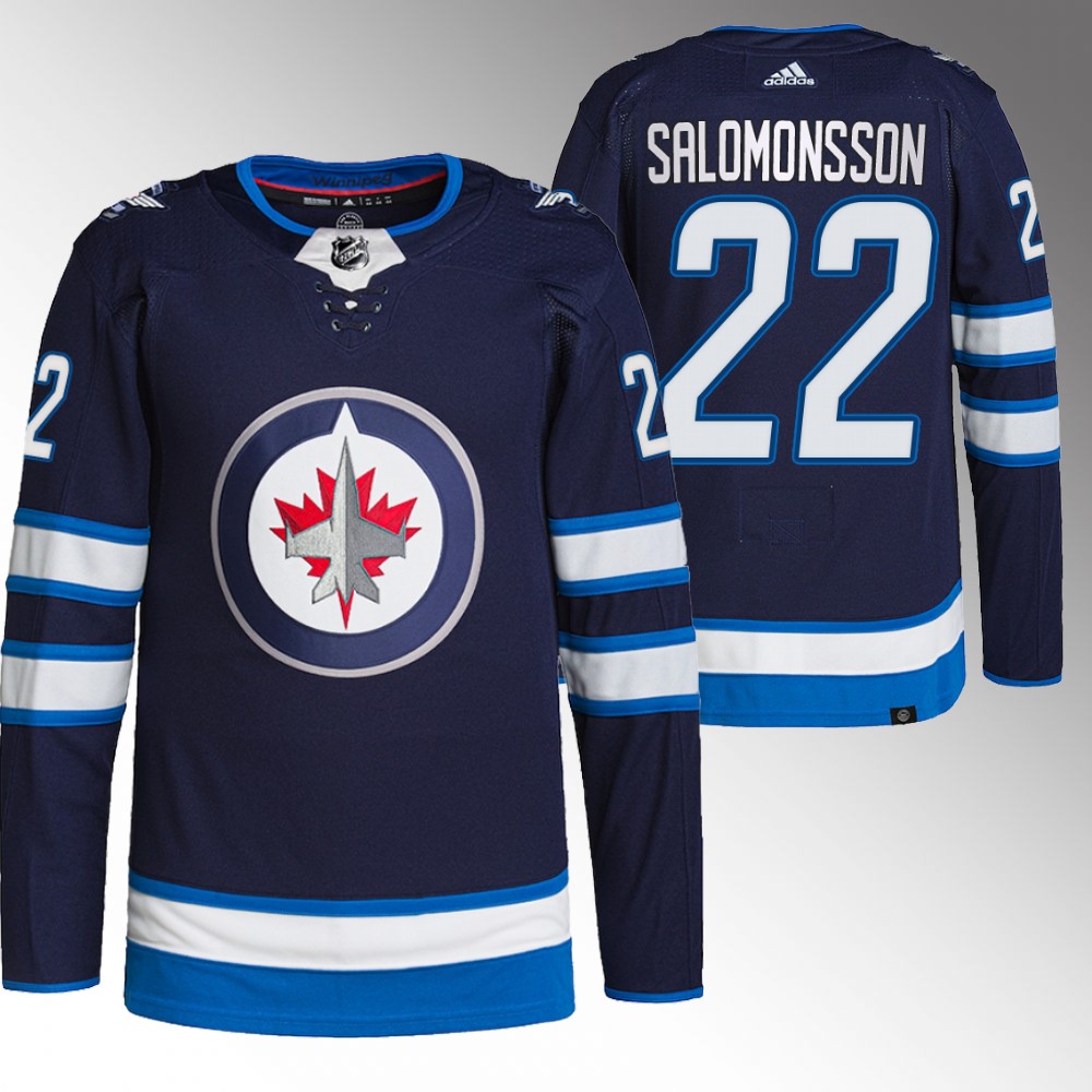 2022 NHL Draft Jets Elias Salomonsson Navy Jersey Authentic Primegreen Home