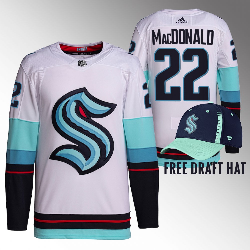 2022 NHL Draft Kraken Ben MacDonald White Jersey Authentic Primegreen Away